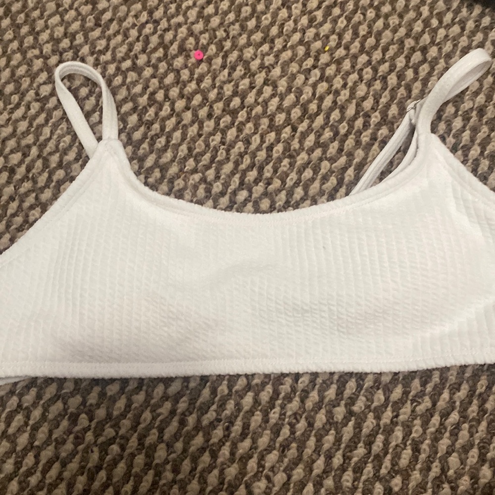 White textured sheen swimsuit set size 150 cm girls
